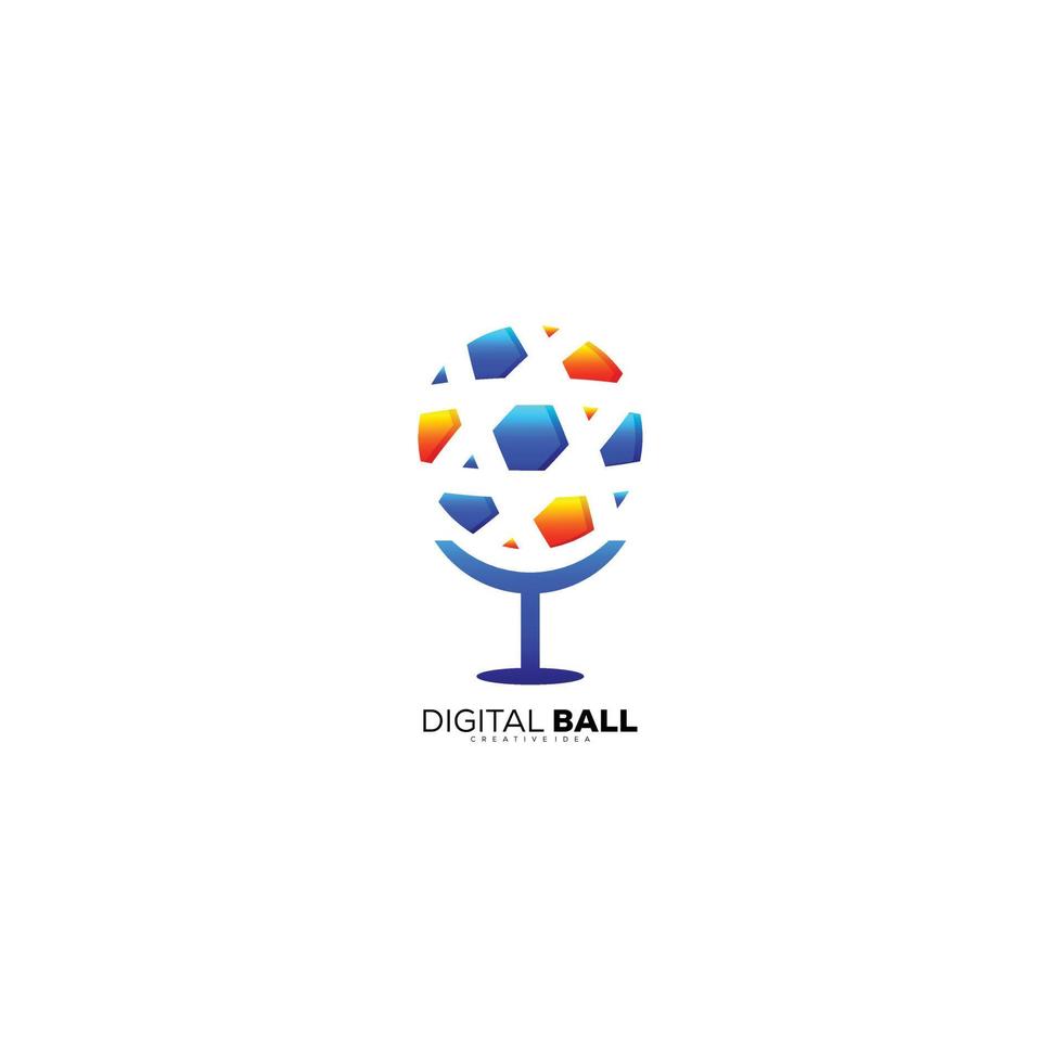 modelo de design de tecnologia moderna de logotipo de bola digital vetor