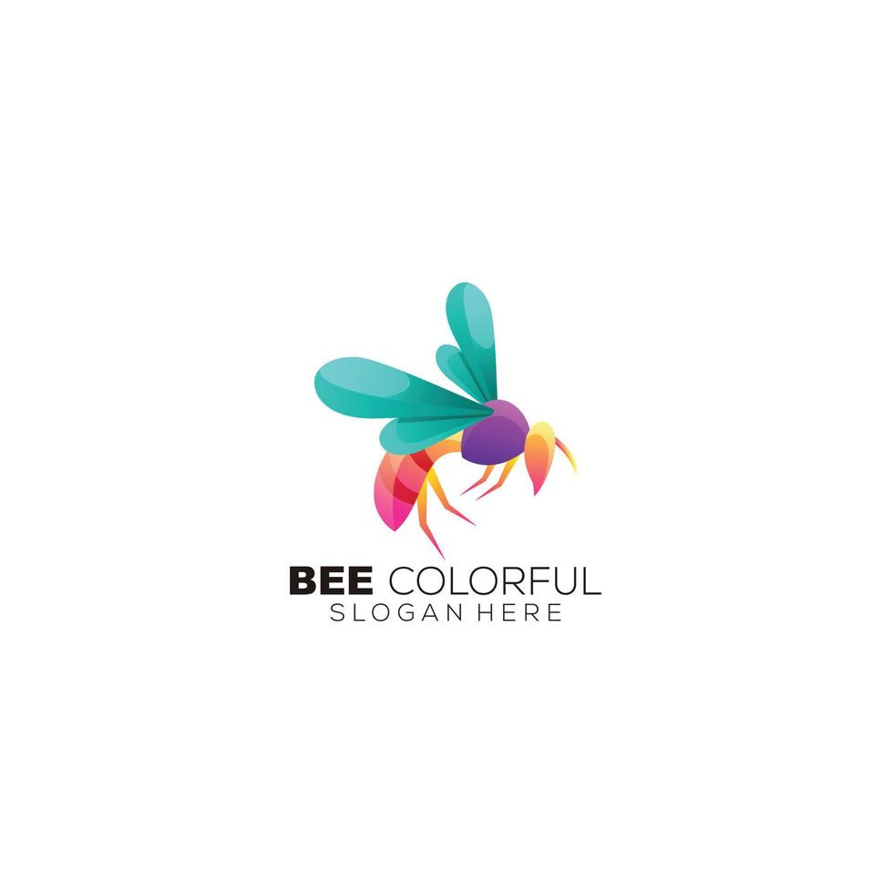 ícone de design de estilo de cor gradiente de logotipo de abelha vetor