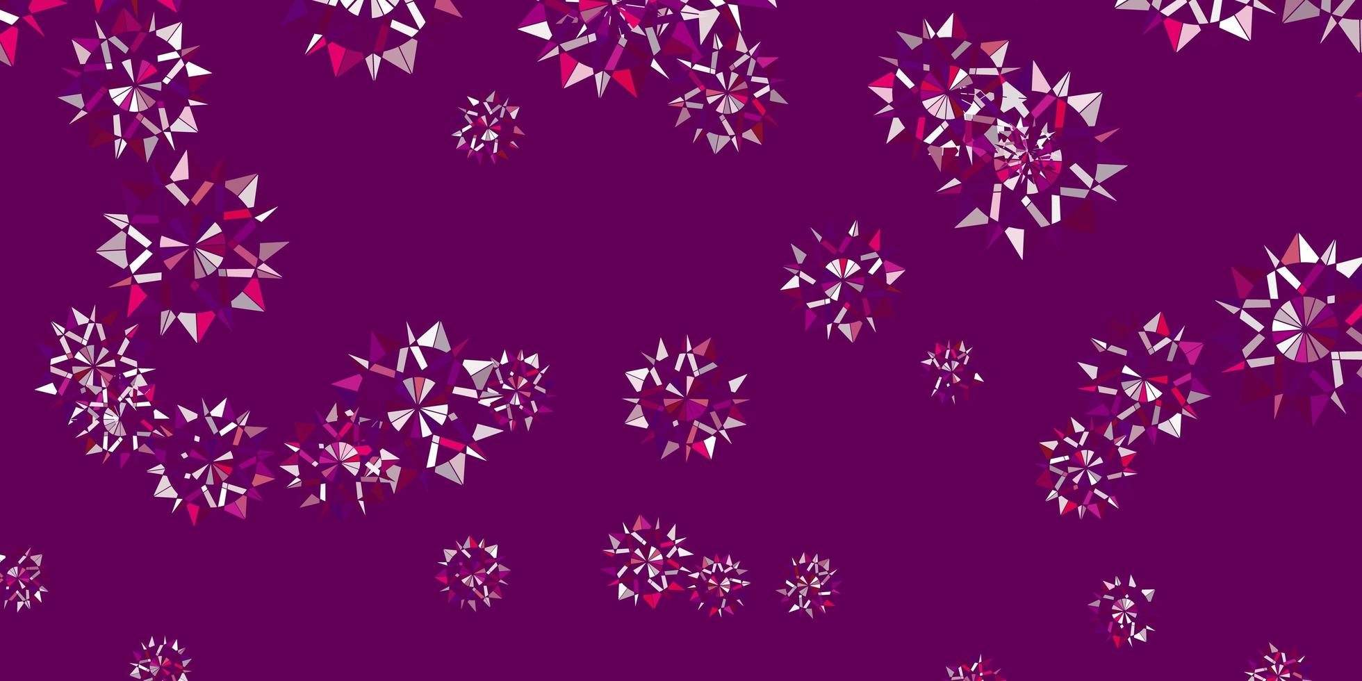 layout de vetor roxo claro com flocos de neve bonitos.