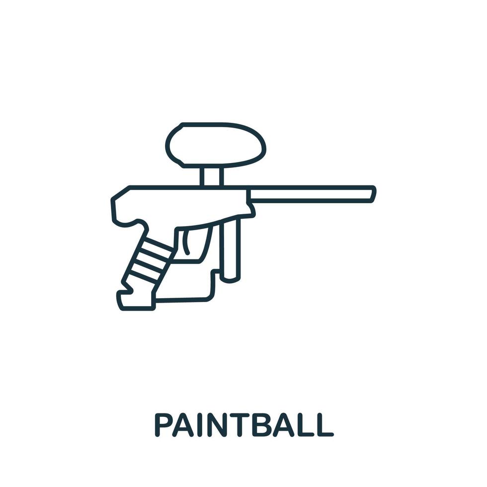 ícone de paintball da coleção de hobbies. símbolo de paintball de elemento de linha simples para modelos, web design e infográficos vetor