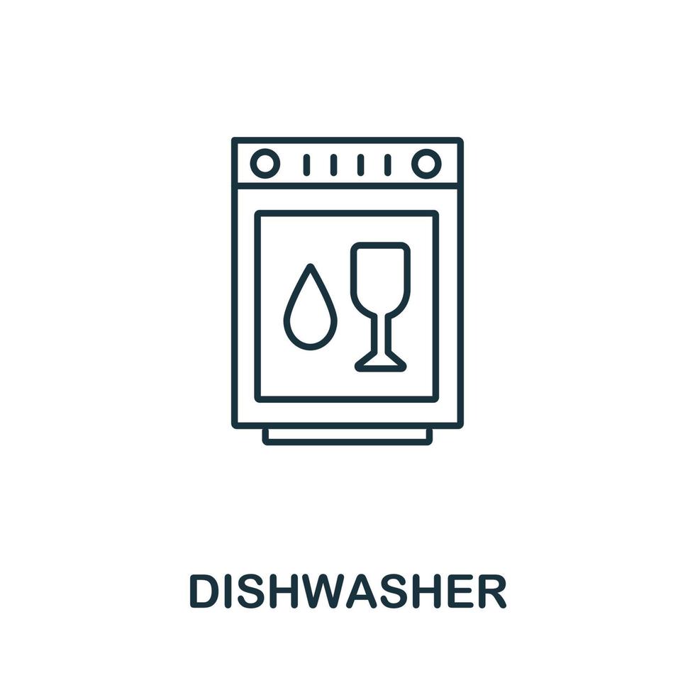 ícone da máquina de lavar louça da coleção doméstica. ícone de máquina de lavar louça de linha simples para modelos, web design e infográficos vetor
