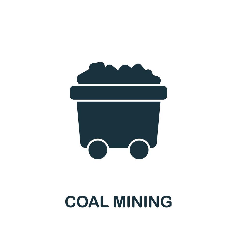 ícone de mineração de carvão da coleção industrial. ícone de mineração de carvão de linha simples para modelos, web design e infográficos vetor