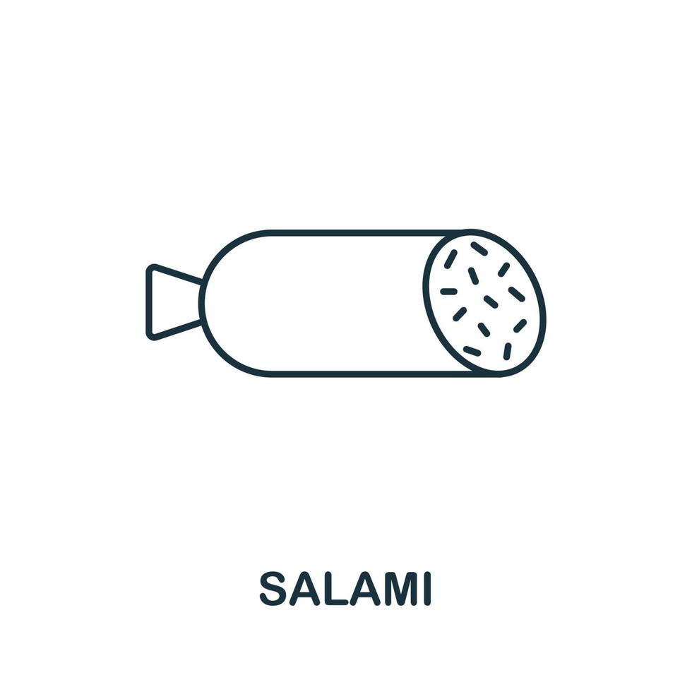 ícone de salame da coleção de itália. ícone de salame de linha simples para modelos, web design e infográficos vetor