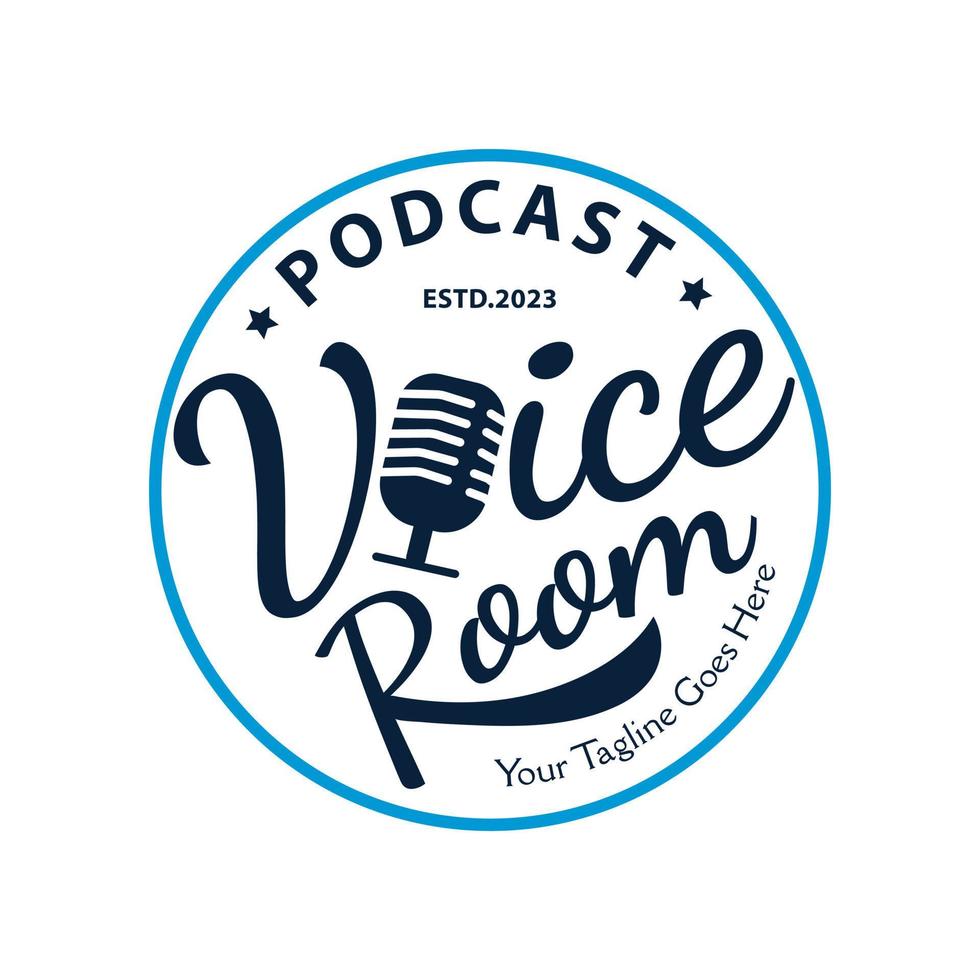 design de logotipo de podcast ou rádio usando vetor de microfone. modelos de selos