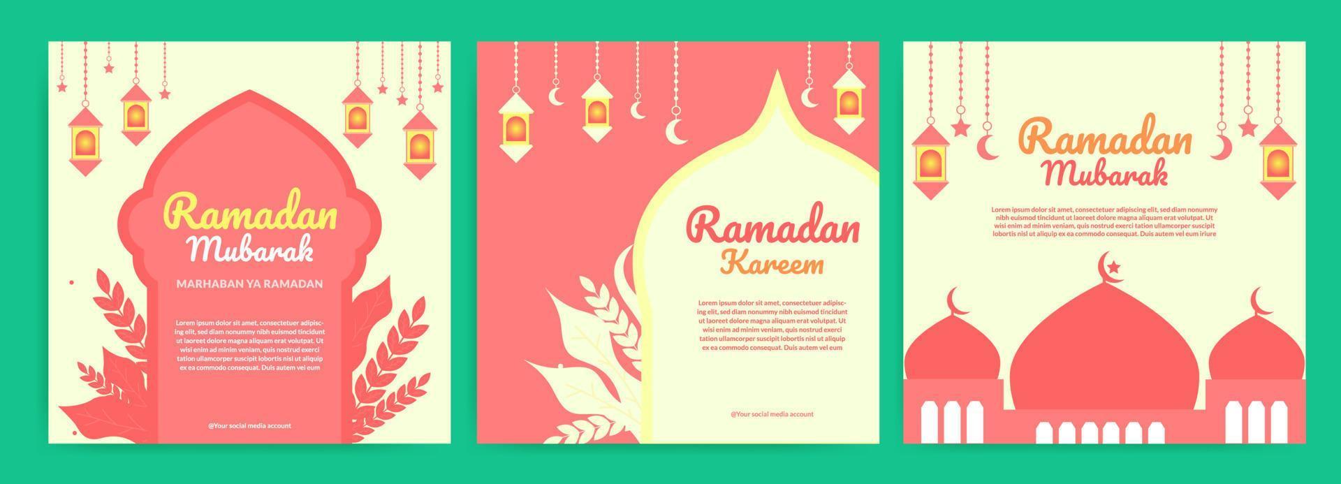 modelo de postagem de mídia social do ramadã com linda cor pastel vetor