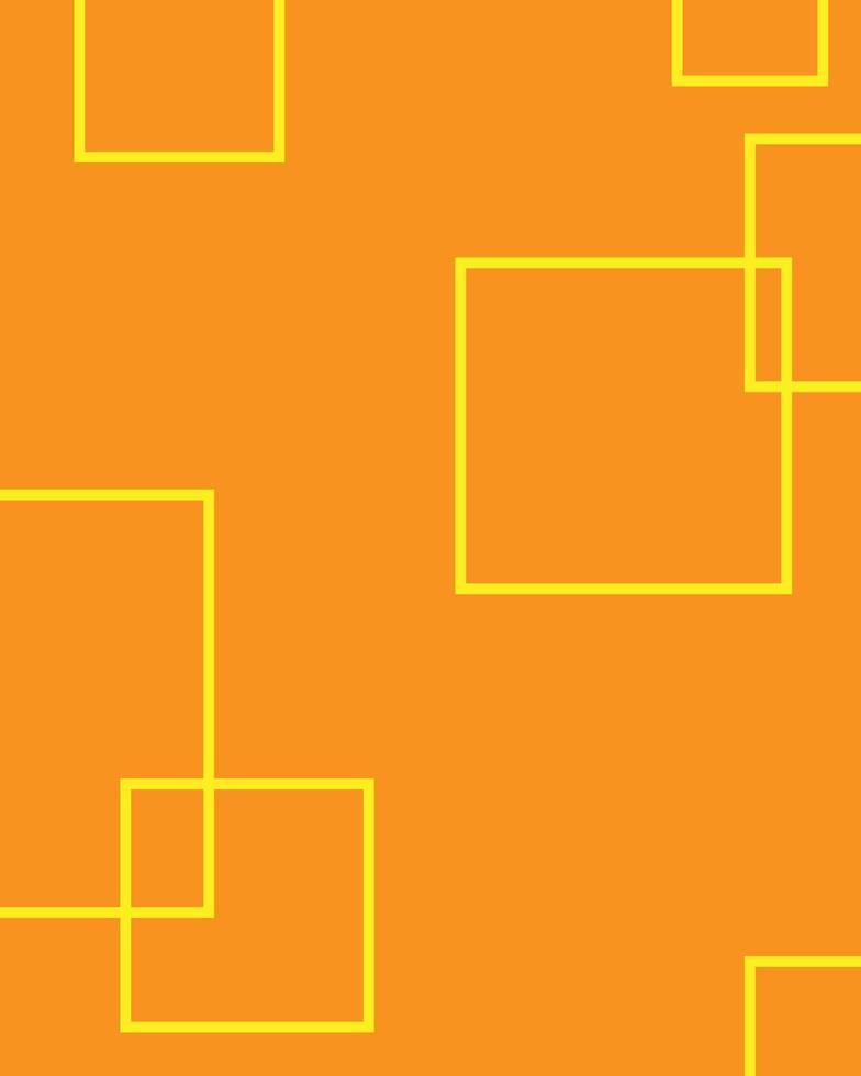 padrão geométrico, contornos amarelos de quadrados em um fundo laranja vetor