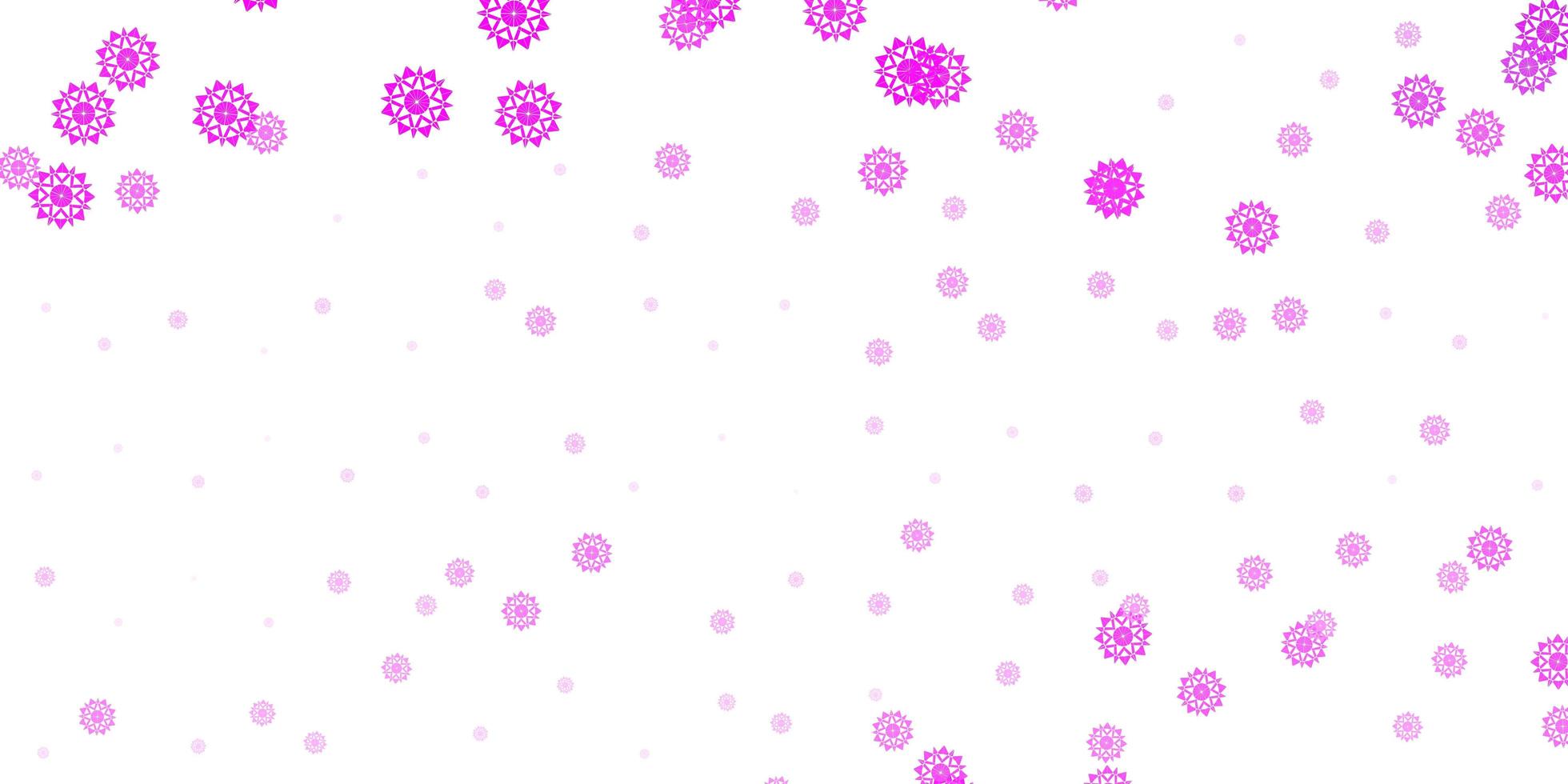 pano de fundo vector roxo claro com flocos de neve de Natal.