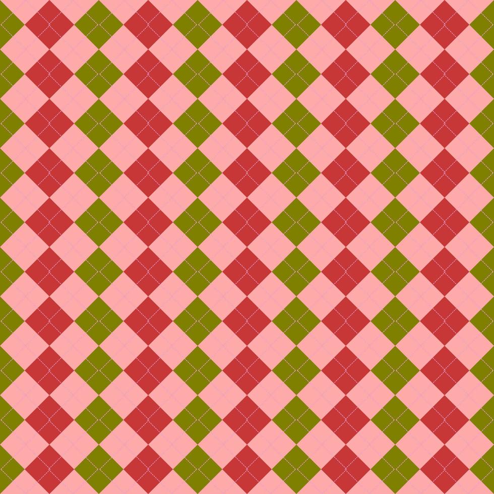 padrão geométrico sem costura vermelho e verde com fundo argyle vetor