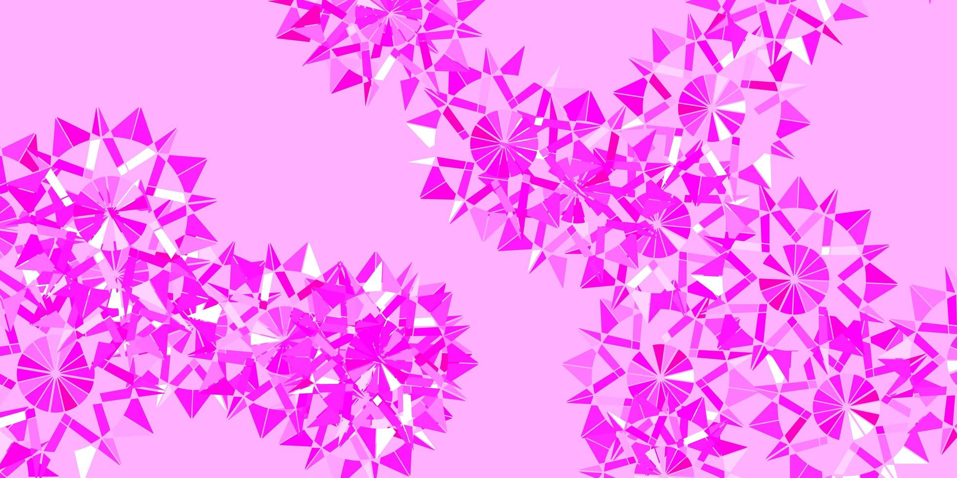 layout de vetor rosa claro com flocos de neve lindos.