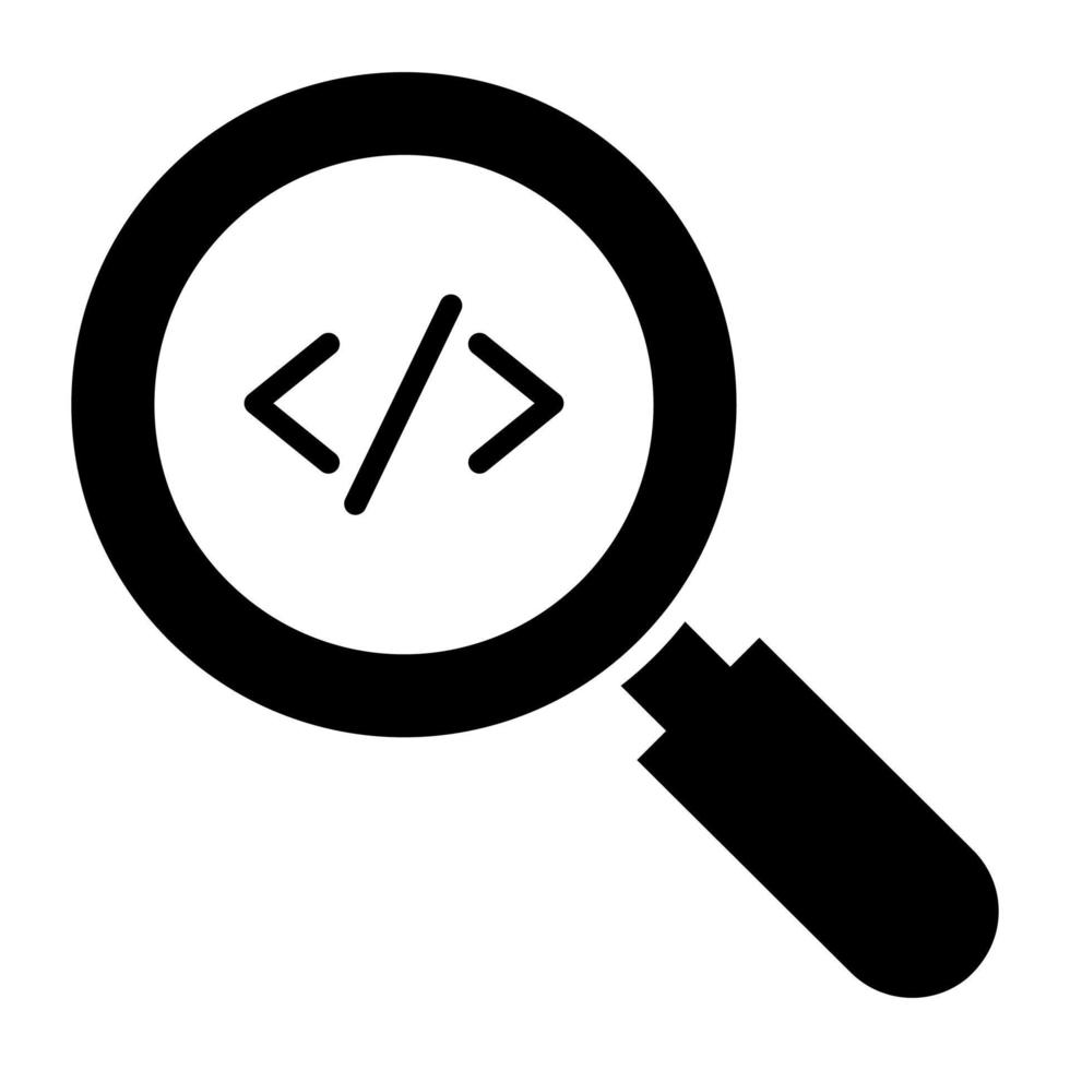 ícone de vetor de código de pesquisa isolado no fundo branco