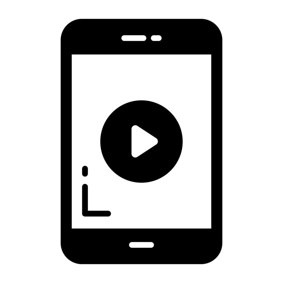 símbolo do player de vídeo dentro do ícone do vetor do telefone móvel