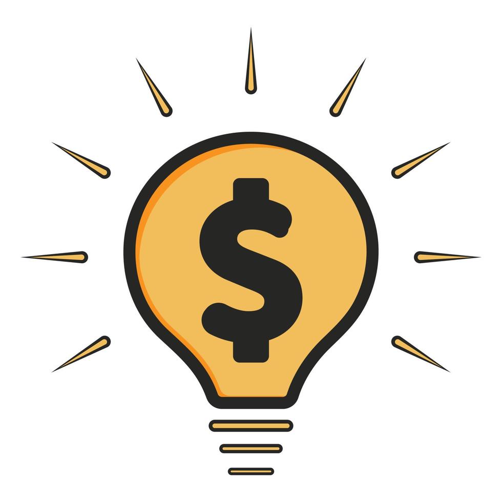 ícone de ideia de negócio com cifrão, ícone elegante moderno de ideia inovadora com lâmpada vetor