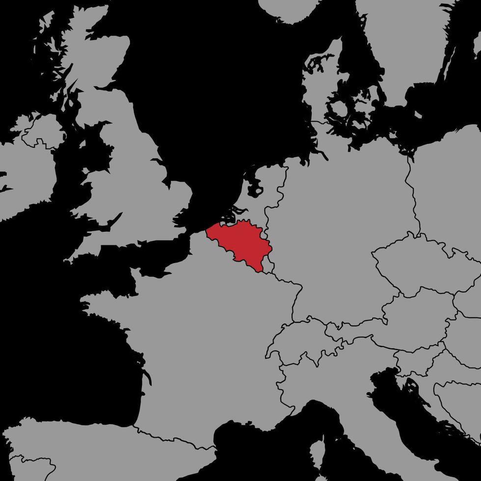 mapa de pinos com bandeira da Bélgica na ilustração do mundo map.vector. vetor