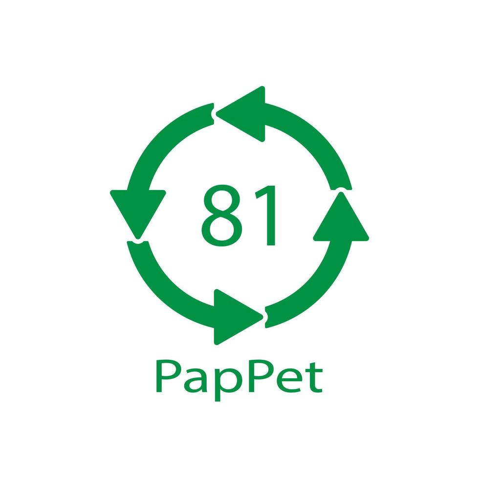 cartão de papel. reciclando códigos 81 pappet. sinal de materiais compostos. ilustração vetorial vetor