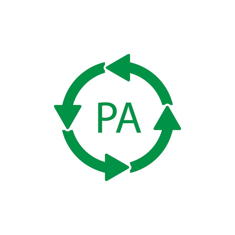 símbolo de reciclagem de plástico pa poliamida, ilustração vetorial vetor