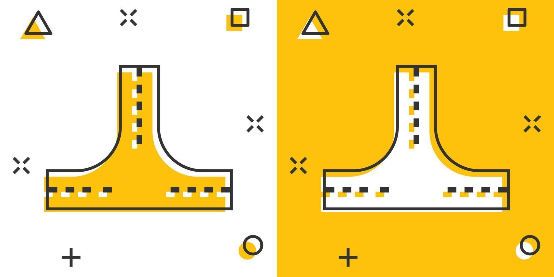 ícone de encruzilhada em estilo cômico. estrada direção navegação ilustração vetorial dos desenhos animados no fundo branco isolado. localize o conceito de negócio de efeito de respingo de posição de pino. vetor