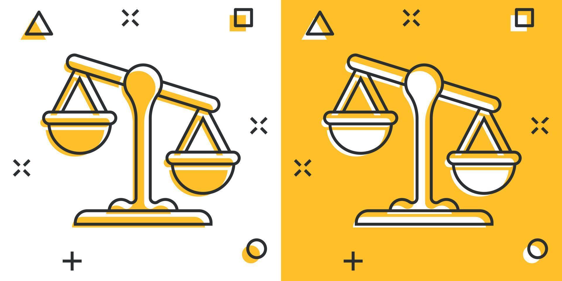 ícone de escalas em estilo cômico. libra ilustração vetorial dos desenhos animados em fundo isolado. conceito de negócio de sinal de efeito de respingo de comparação em massa. vetor