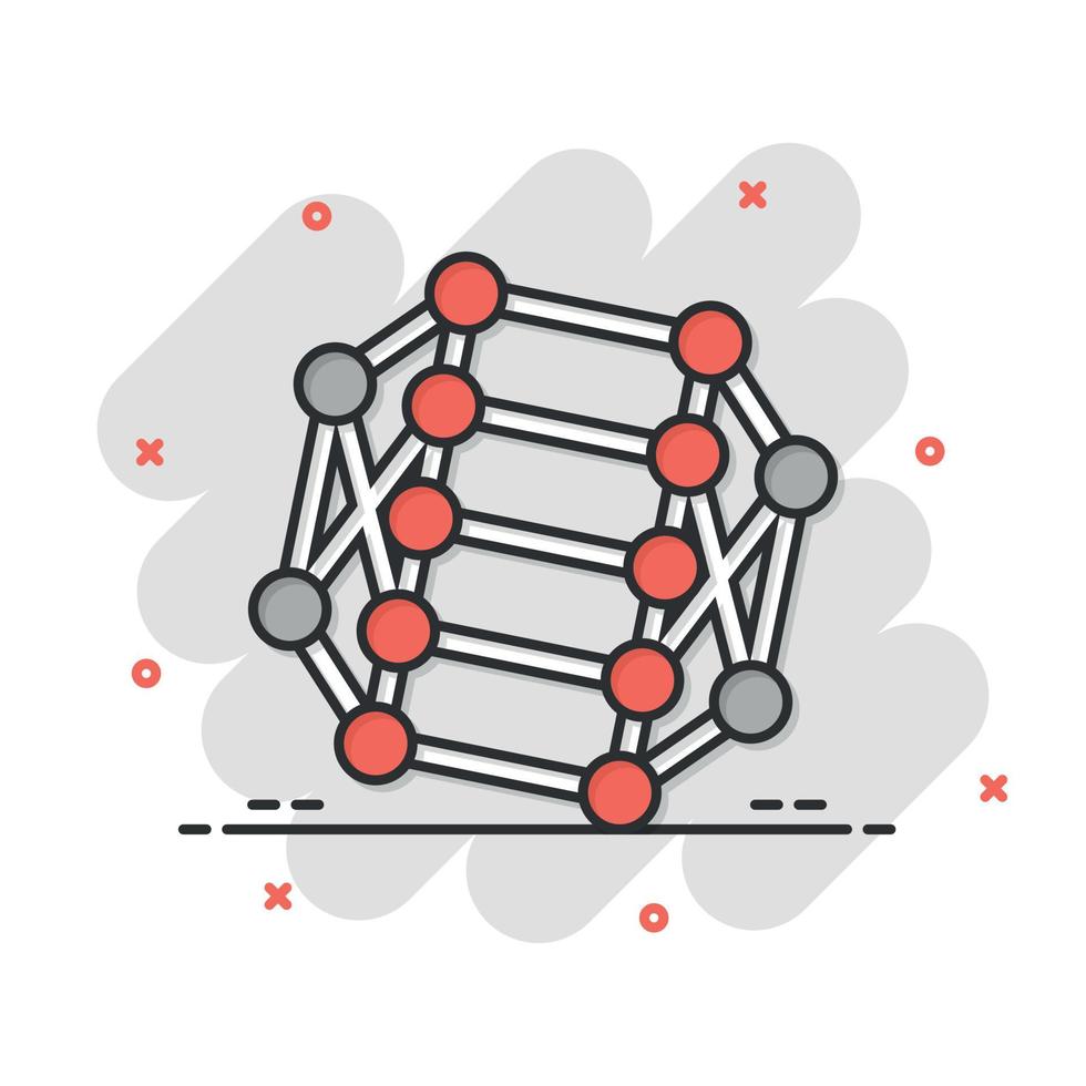 ícone da molécula de DNA em estilo cômico. ilustração em vetor átomo dos desenhos animados no fundo branco isolado. conceito de negócio de sinal de efeito de respingo espiral molecular.