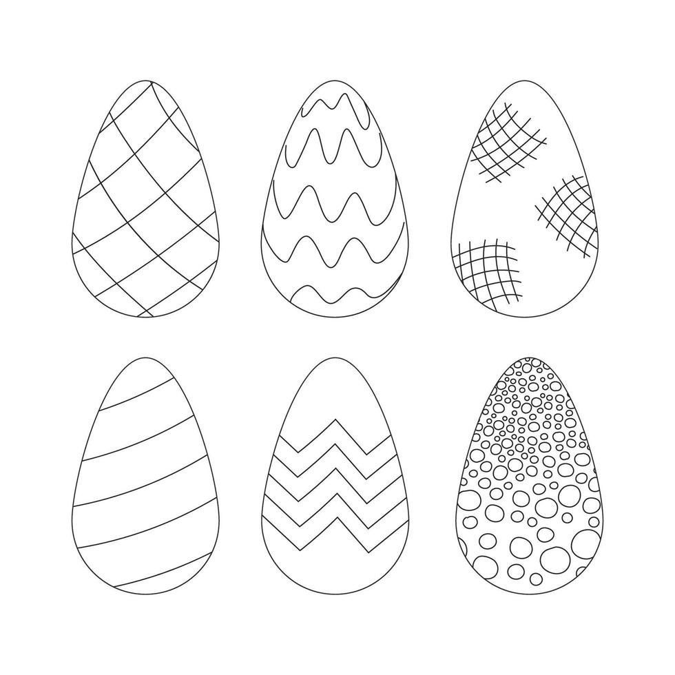 definir ovos com padrão geométrico. páscoa página para colorir. ilustração vetorial para cartaz de cartão e capa vetor