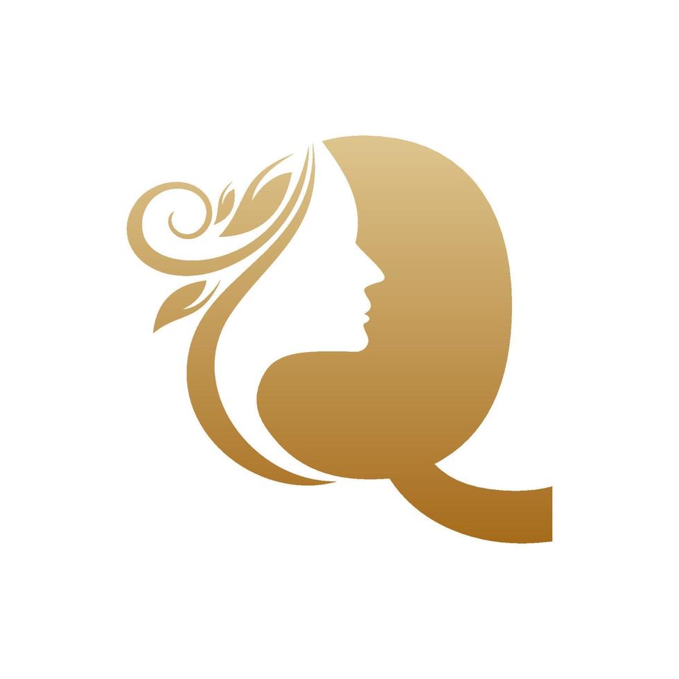 modelos iniciais de design de logotipo de beleza facial q vetor