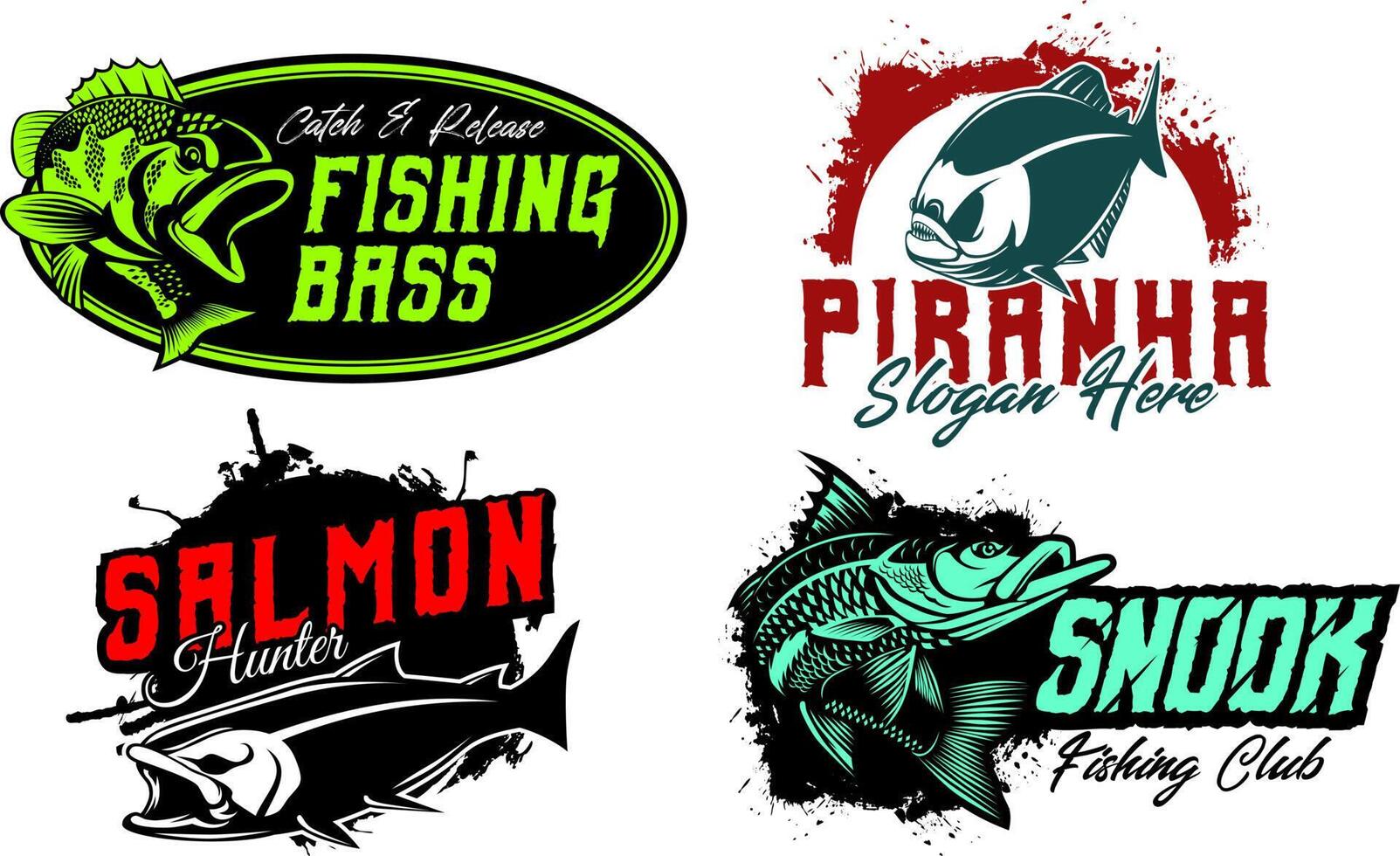 logotipo de peixe. logotipo de pesca. pacote de modelo de pacote de logotipo de pesca exclusivo e fresco. ótimo para usar como qualquer empresa de pesca e logotipo do produto. vetor