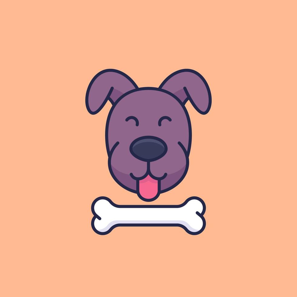 cachorro feliz e ícone vetorial de osso vetor