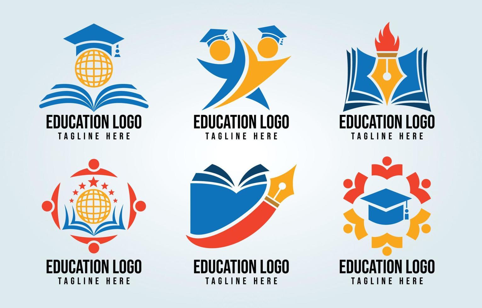 conjunto de logotipo com foco na educação vetor