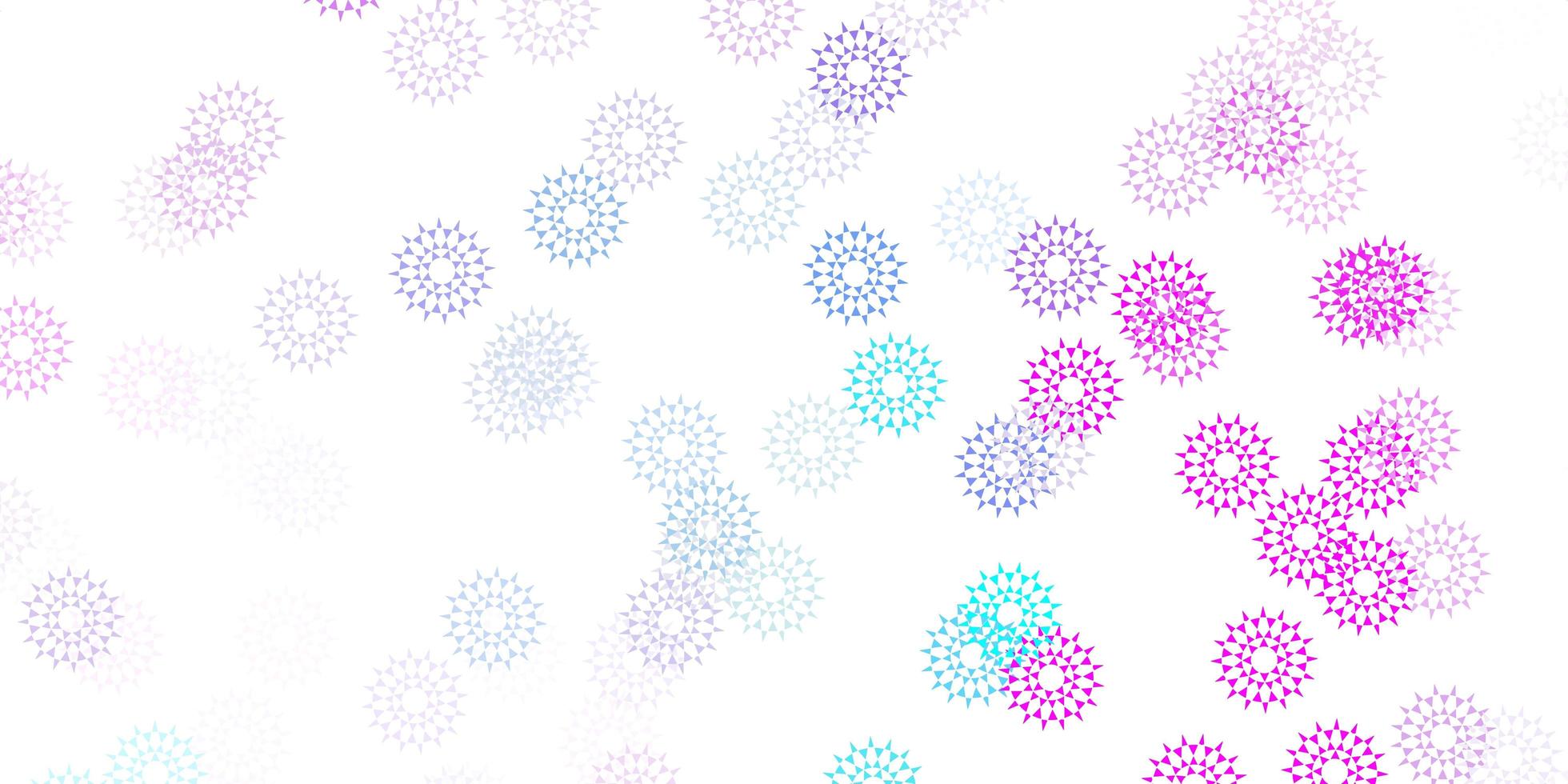 fundo do doodle do vetor rosa claro, azul com flores.