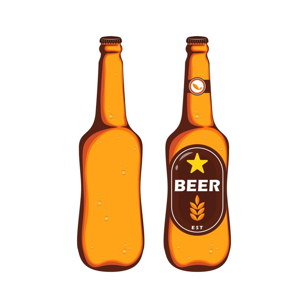 cerveja lager em garrafa marrom em fundo isolado, ilustração vetorial. vetor