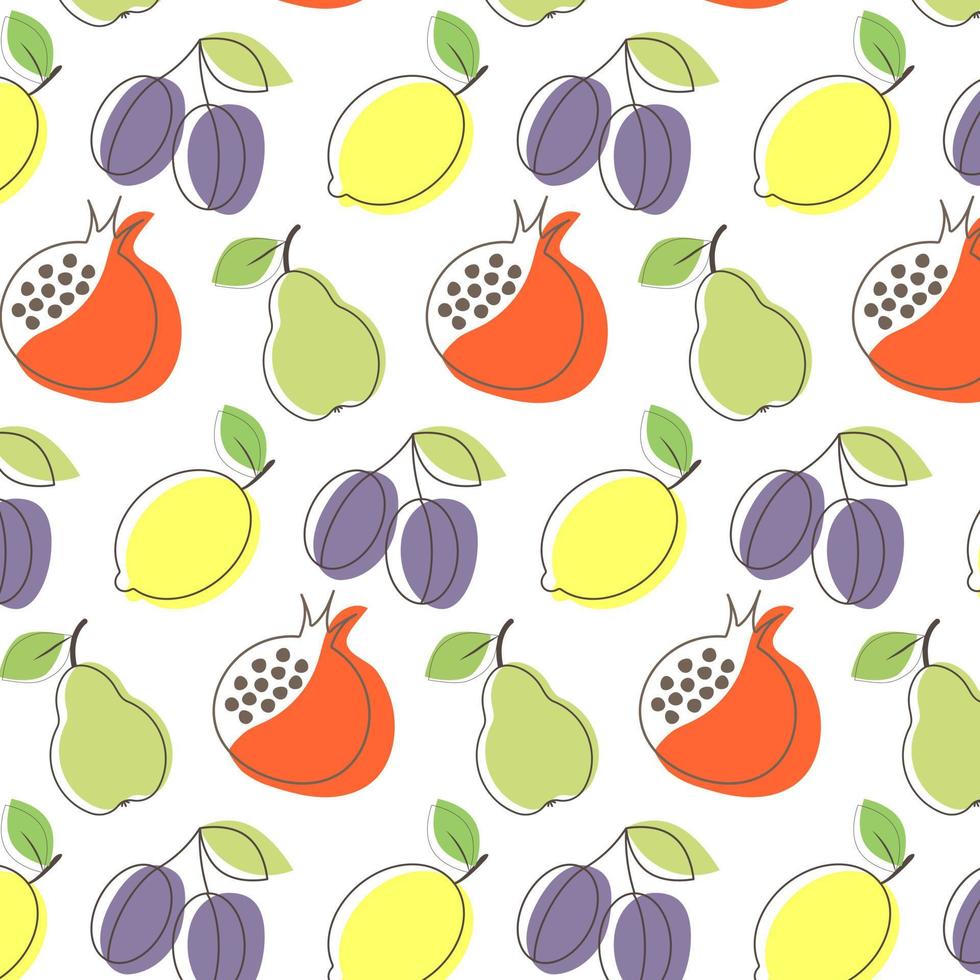 delicioso padrão com quatro tipos de frutas vetor