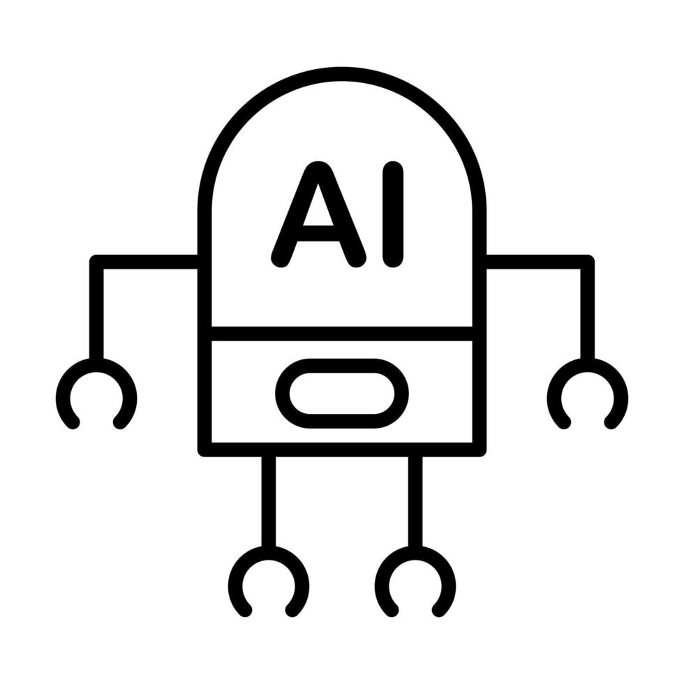 símbolo de ícone de vetor de robô ai de inteligência artificial para design gráfico, logotipo, site, mídia social, aplicativo móvel, ilustração de interface do usuário