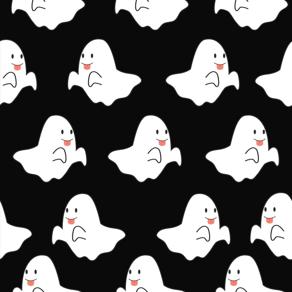 ícone de fantasma para padrão sem emenda de celebração de halloween vetor