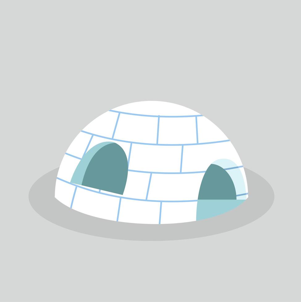 Casa de gelo iglu em vetor de design plano