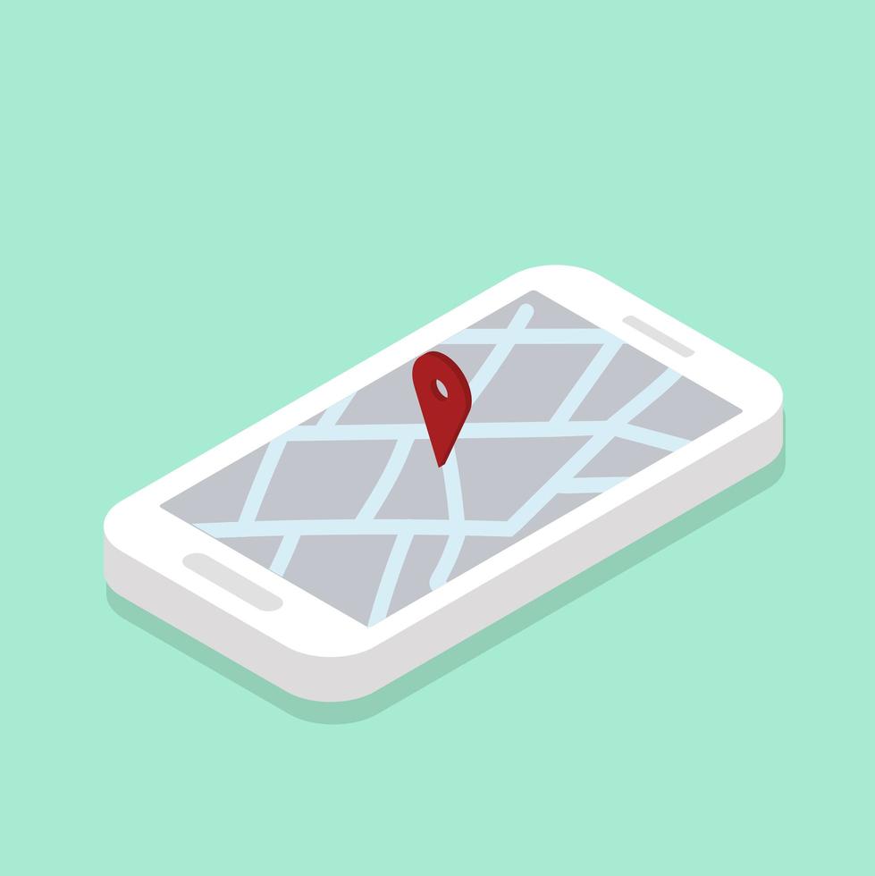 celular isométrico com ícone de mapa GPS vetor