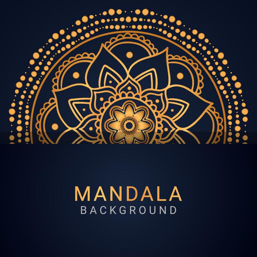 mandala de luxo dourada com um design elegante de fundo preto vetor