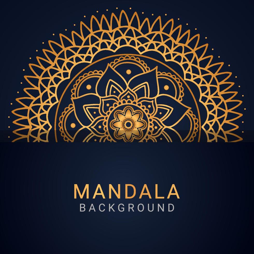 mandala de luxo dourada com um design elegante de fundo preto vetor