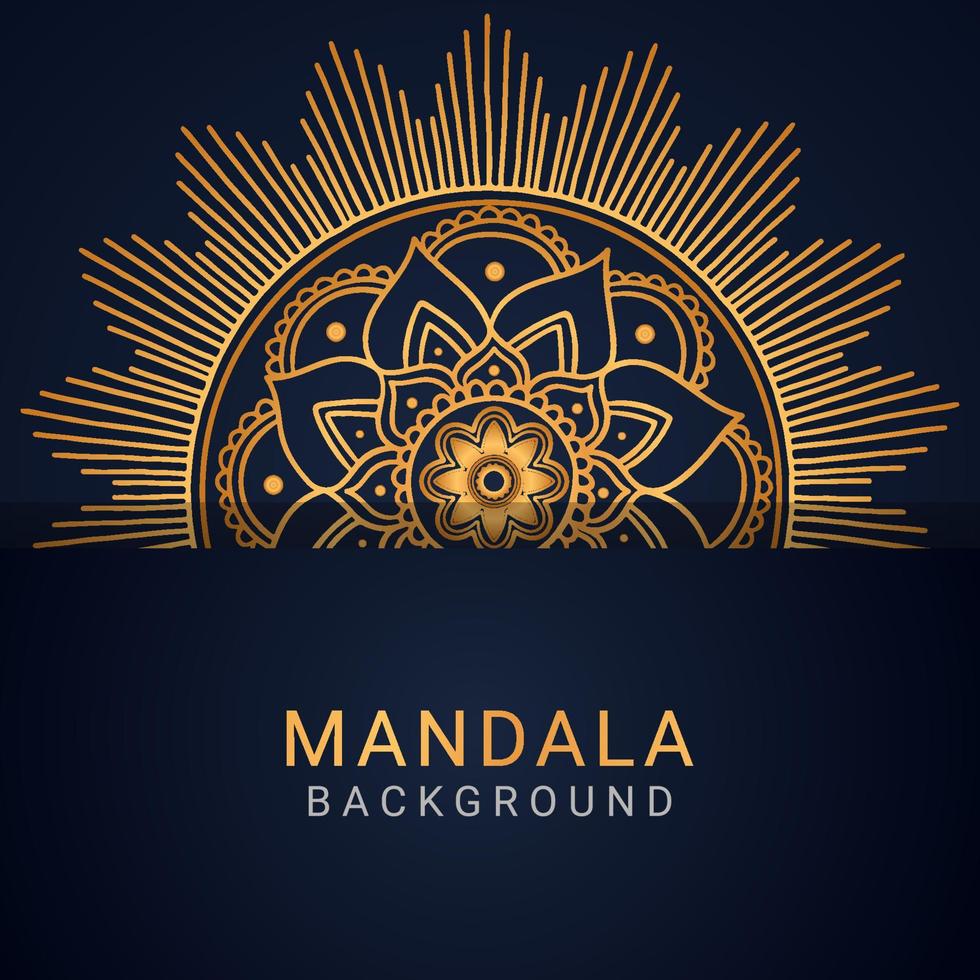 mandala de luxo dourada com um design elegante de fundo preto vetor