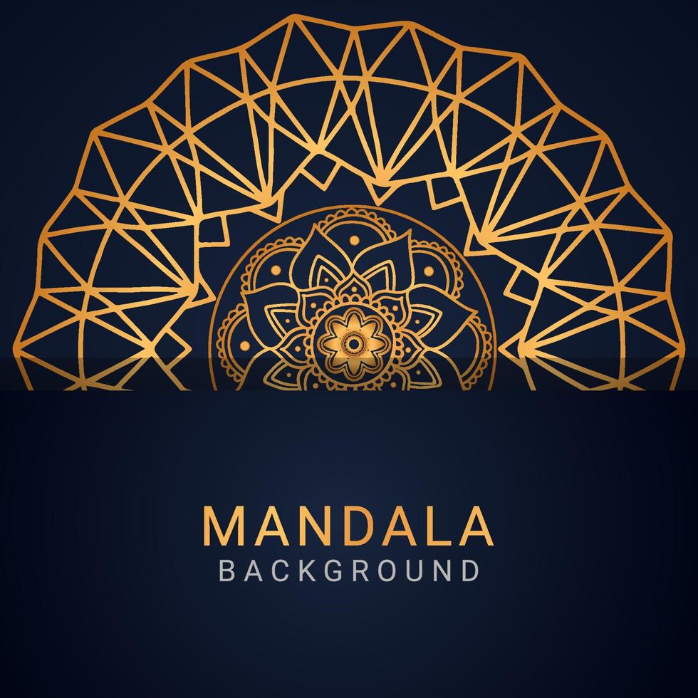 mandala de luxo dourada com um design elegante de fundo preto vetor