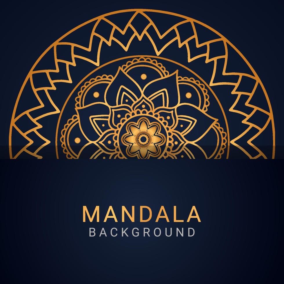 mandala de luxo dourada com um design elegante de fundo preto vetor