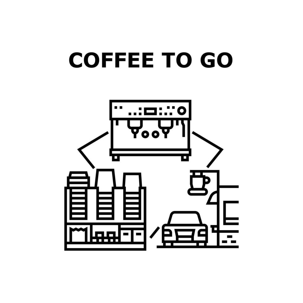 café para viagem ilustração em vetor conceito preto