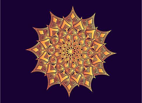 desenho de mandala laranja ornamental, floral e abstrato vetor