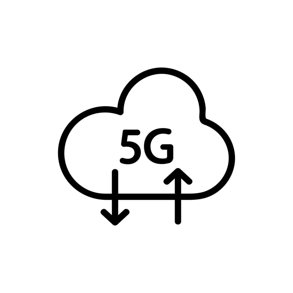 5g e vetor de ícone de transferência de dados. ilustração de símbolo de contorno isolado