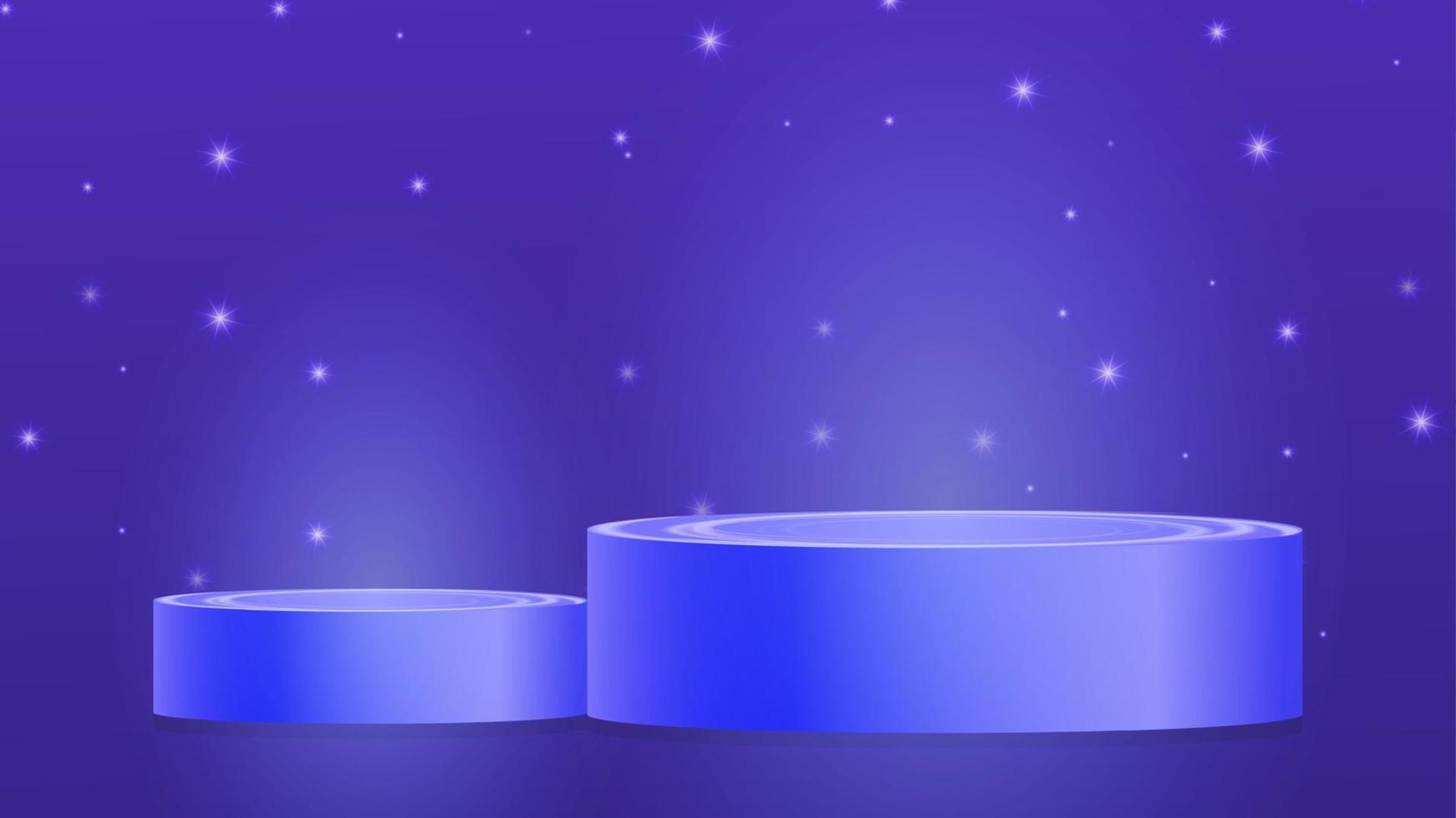 abstrato brilho azul forma pedestal pódio brilhante iluminação neon. renderização vetorial forma 3d, apresentação de exibição do produto. cena de parede futurista. vetor