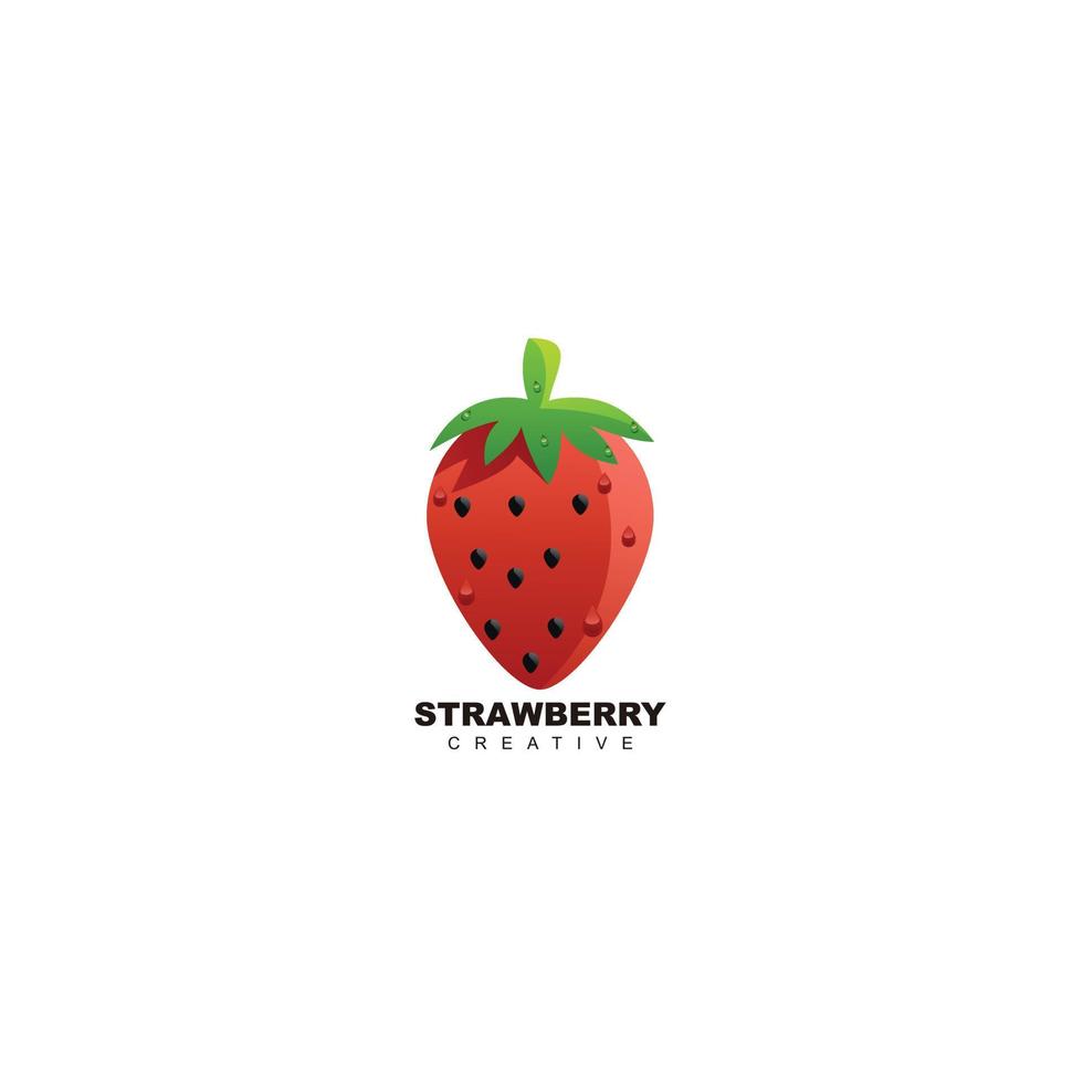 design de logotipo de símbolo de ilustração de fruta morango vetor
