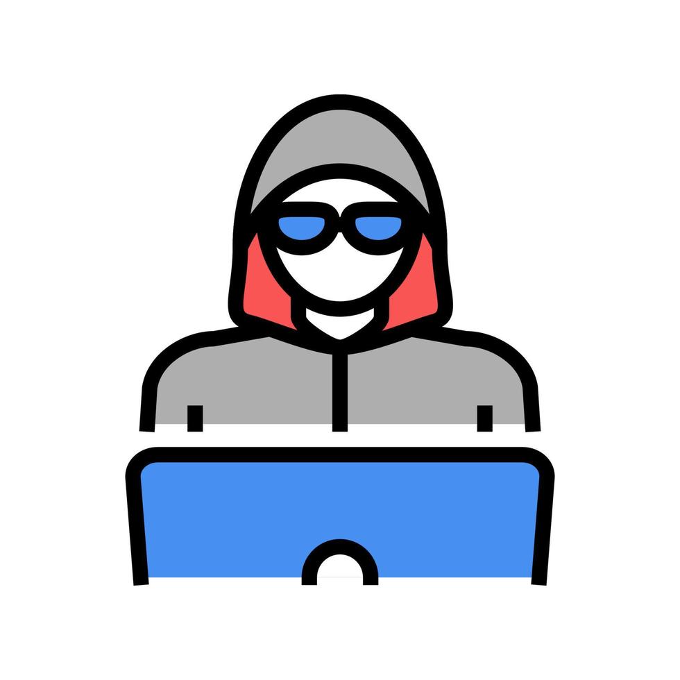 trabalho de hacker na ilustração vetorial de ícone de cor de laptop vetor