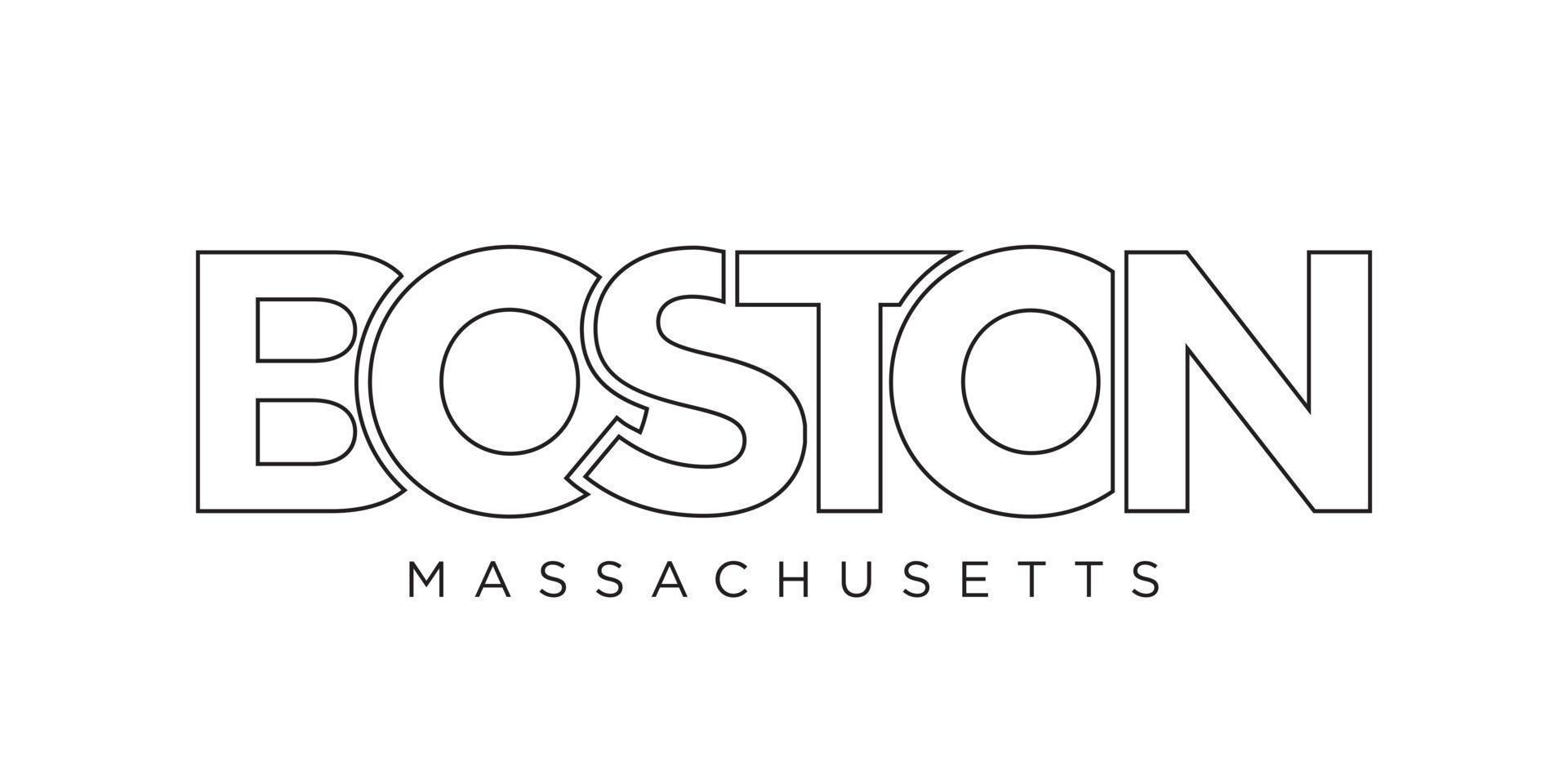 boston, massachusetts, design de slogan de tipografia dos eua. logotipo da américa com letras gráficas da cidade para impressão e web. vetor