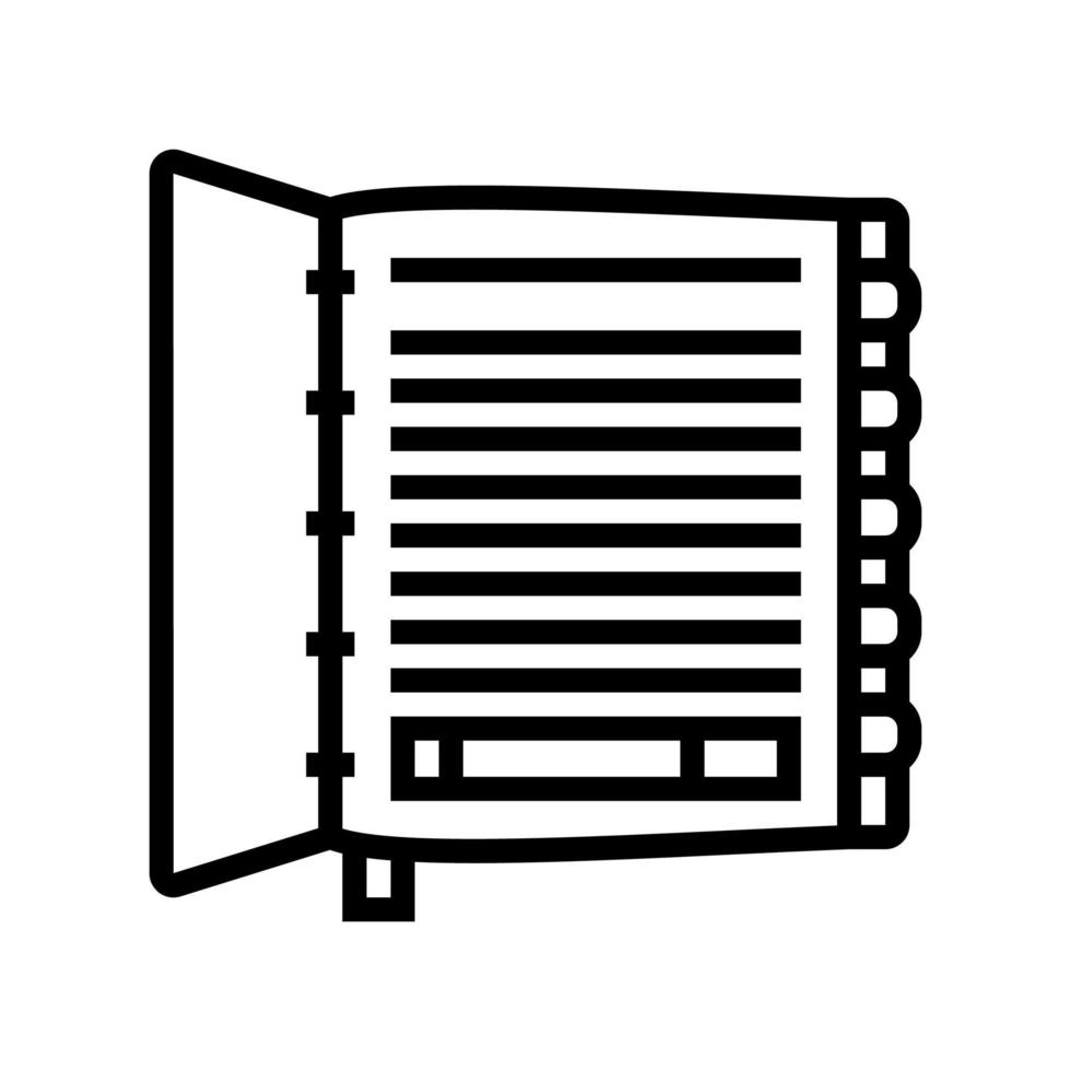 ilustração em vetor ícone de linha de livro organizador