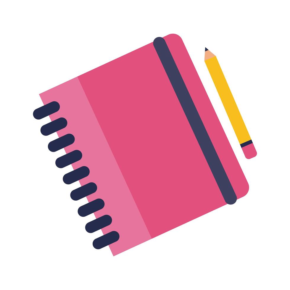 caderno com ícone de lápis estilo plano vetor