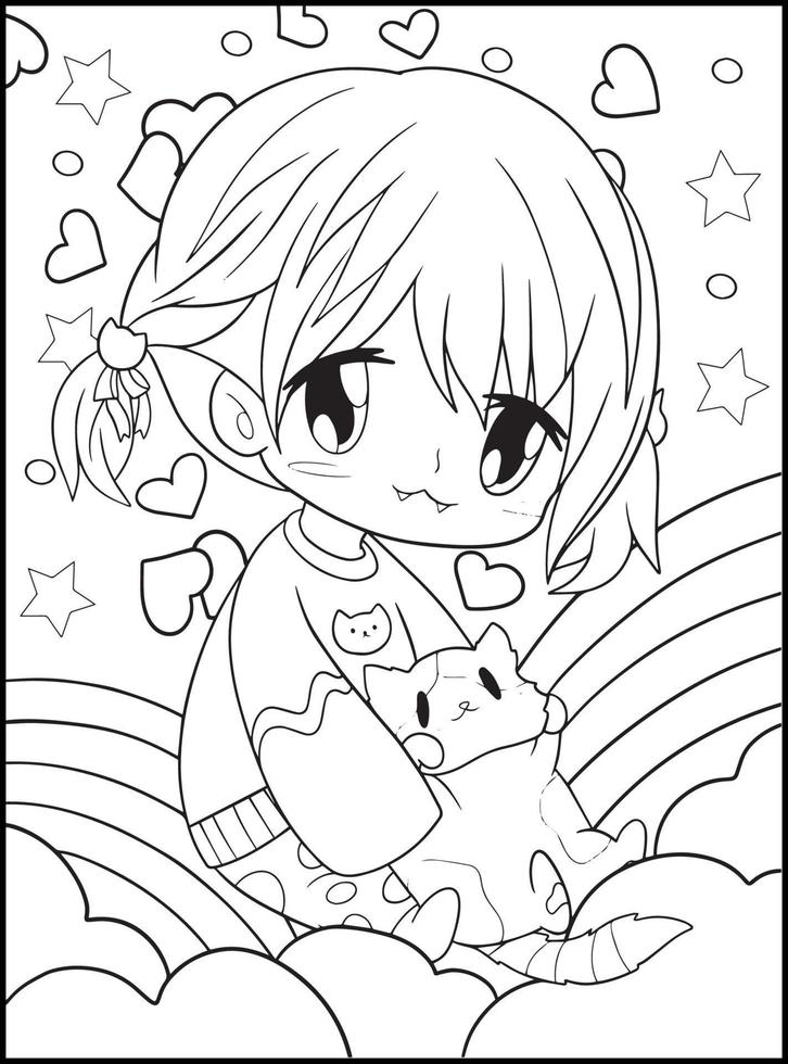 desenhos para colorir de garotas góticas chibi pastel vetor