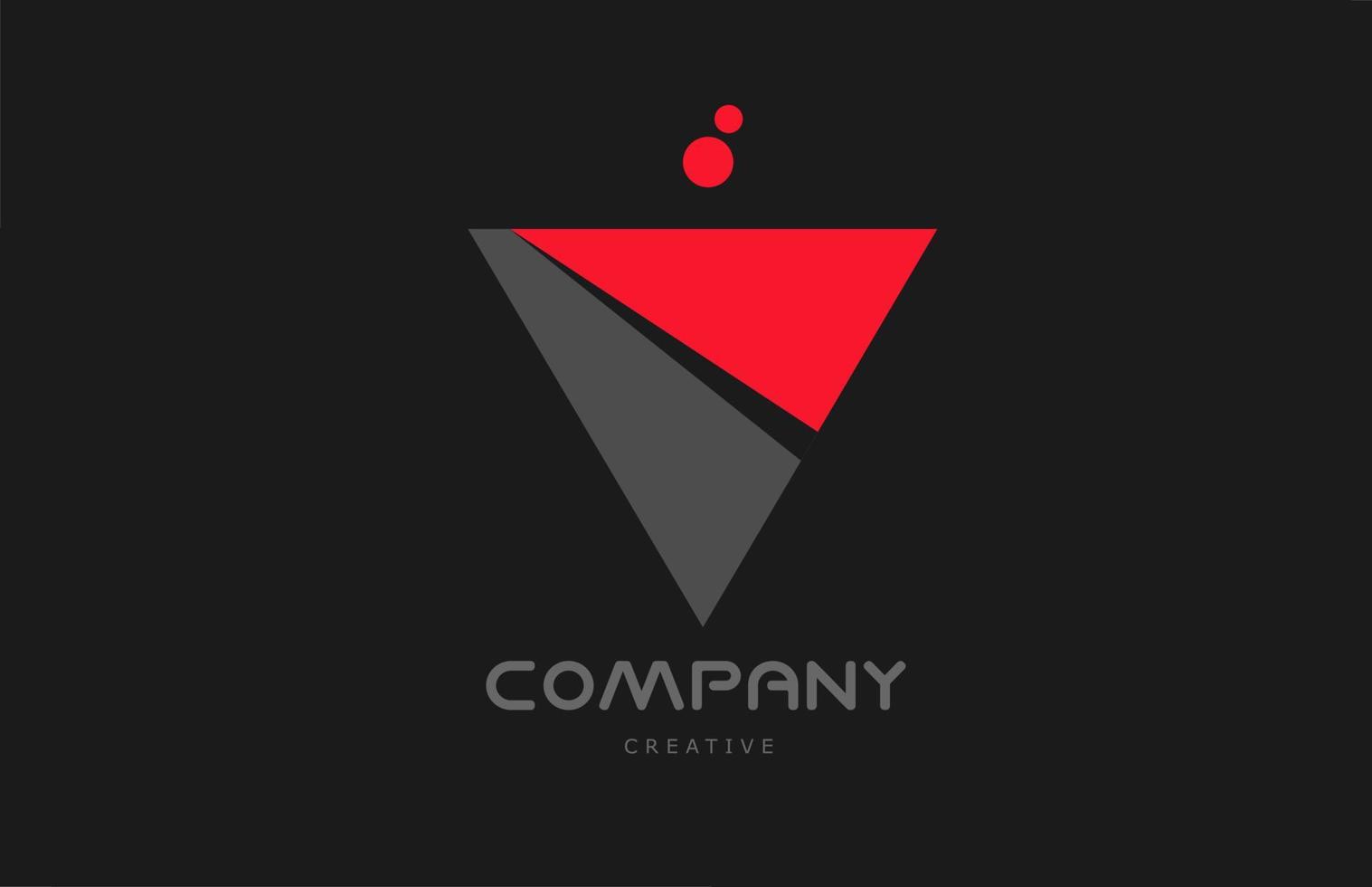 v design de ícone do logotipo da letra do alfabeto de pontos cinzas vermelhos. modelo criativo para negócios e empresa vetor